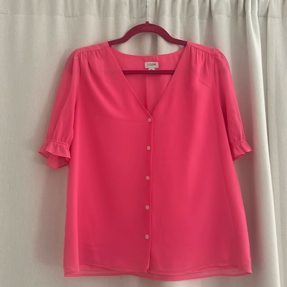 J. CREW Hot Pink Short Sleeve Blouse